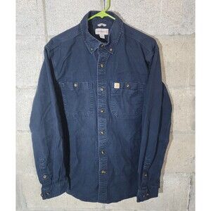 Carhartt Relaxed Fit Long Sleeve Front Pockets Men's Shirt Navy Blue Size M